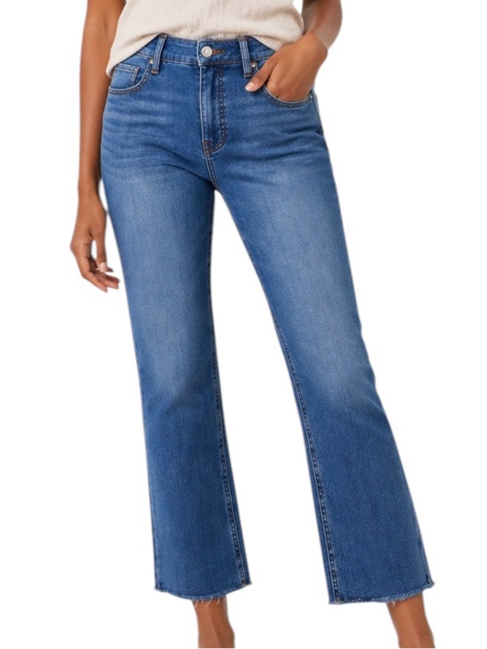 KUT From The Kloth Kelsey Fab Ab Ankle Flare Jeans Size 8P Medium Wash High Rise